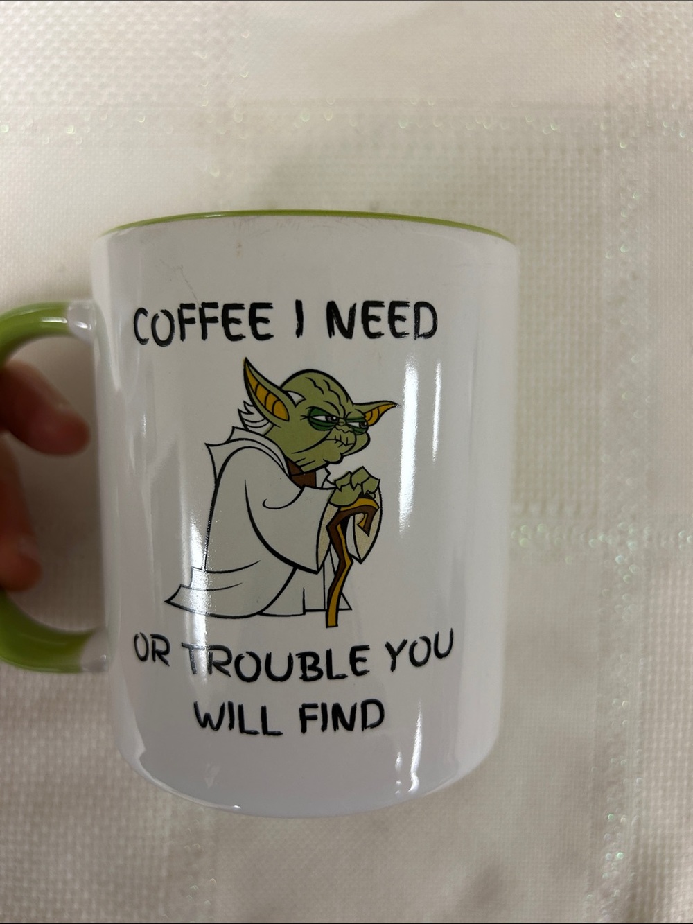 Star Wars-Inspired White Ceramic Coffee Mug with Green Interior - set of 3 image 4